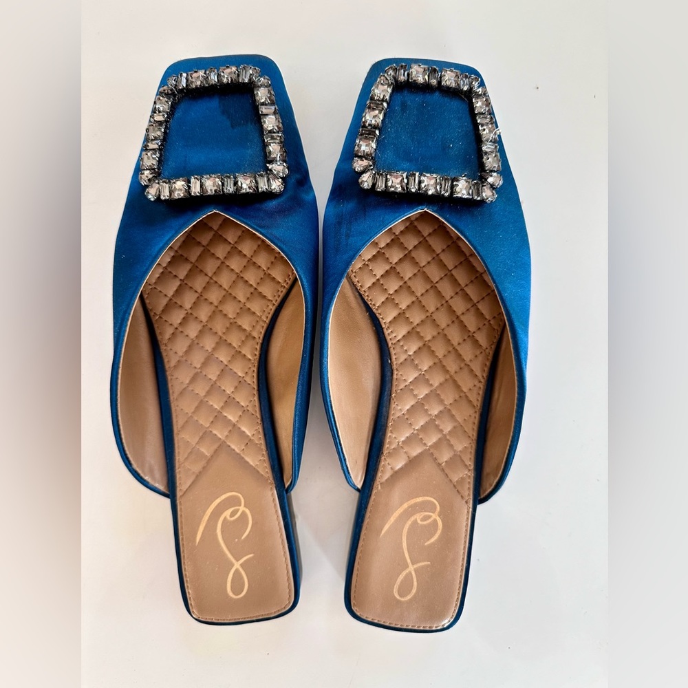 Sam Edelman Blue Satin Mules